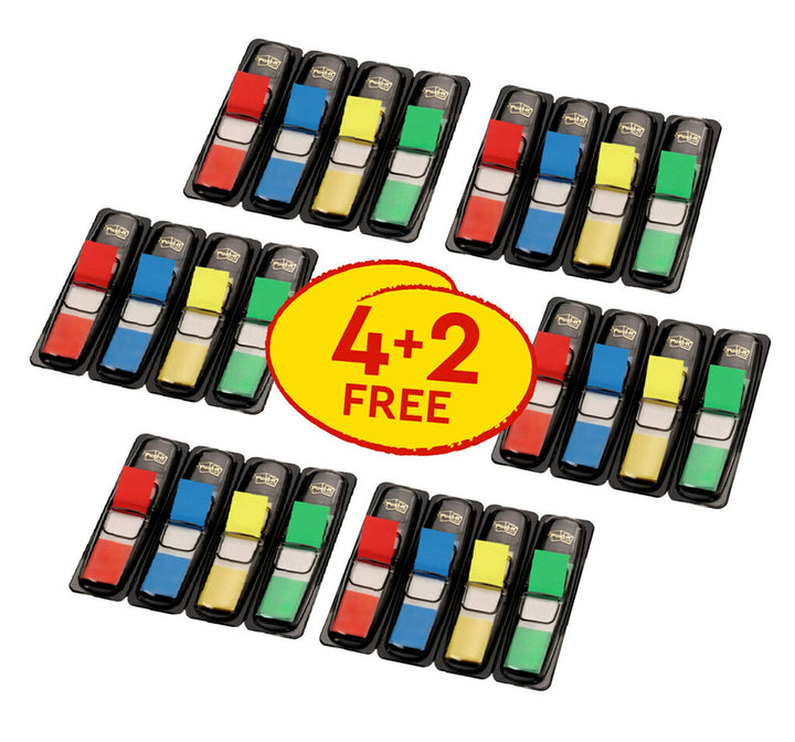 Post-it Index Haftstreifen, Mini, 4 Spender und 2 GRATIS, 11.9 mm x 43.2 mm, 35 Haftstreifen pro Spe