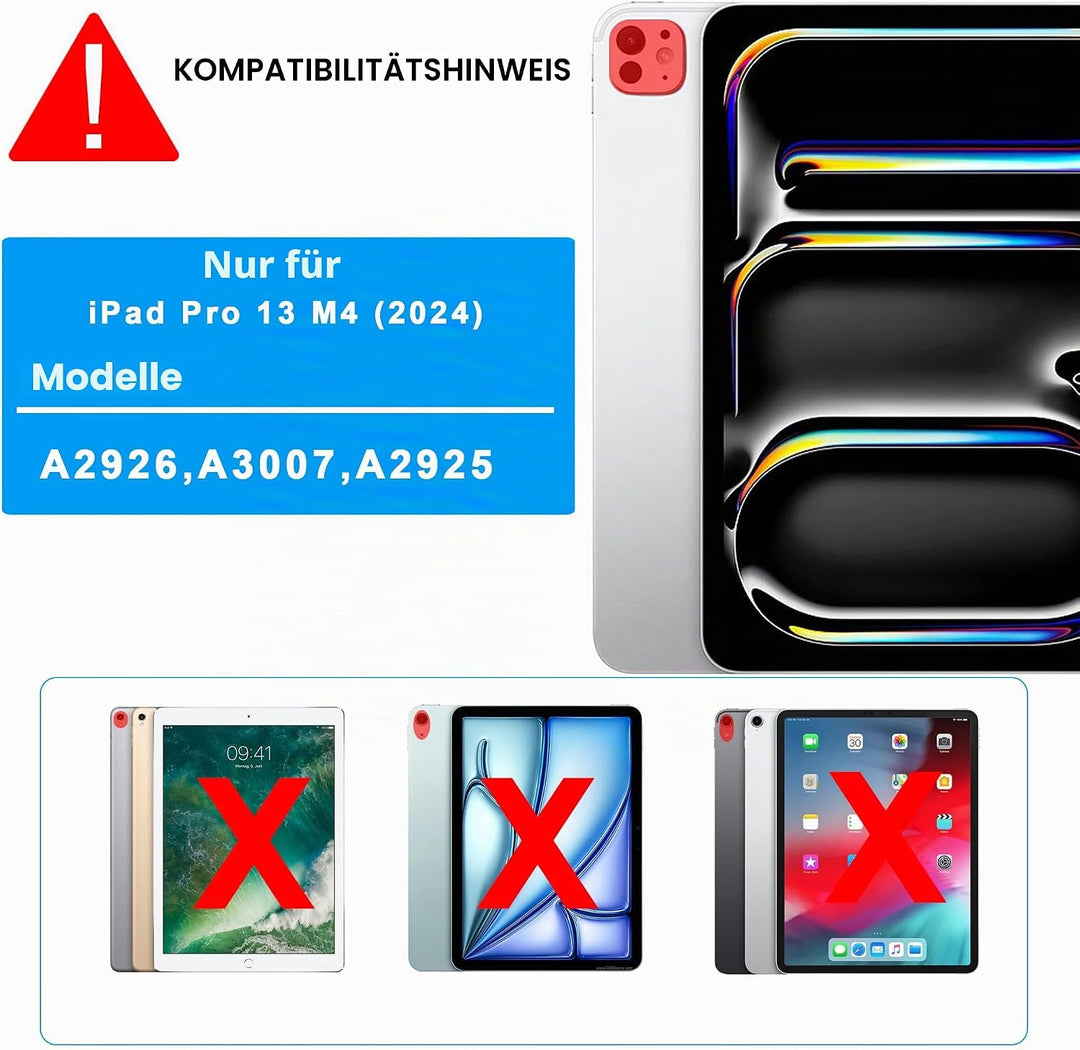 für iPad Pro 13 Zoll (M4) 2024 Hülle mit Abnehmbare Tastatur : DIY 3-Zonen 7-Farbiger Beleuchtung Ta