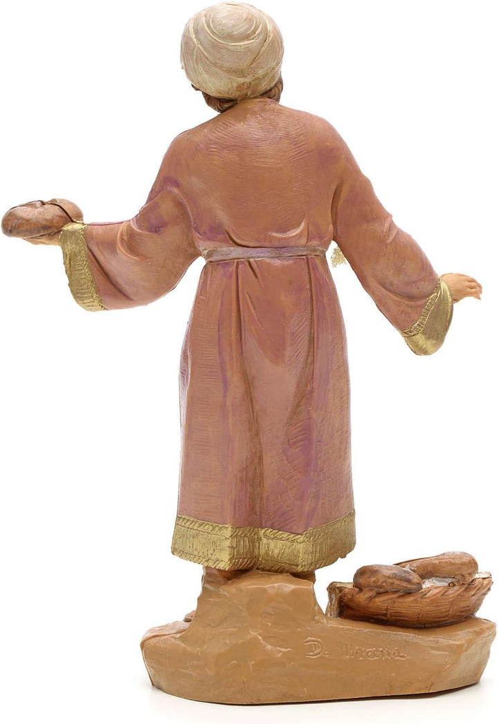 Holyart Schäfer Figur Krippe, mit Brot, 12 cm Fontanini