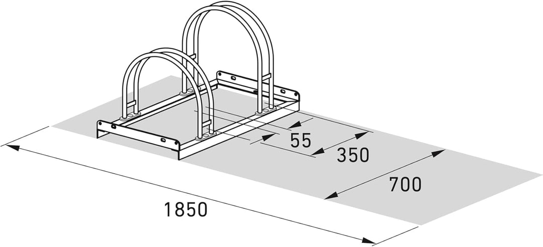 Bogenparker 5052 | Fahrradständer für 2 Fahrräder | einseitig | Freiaufstellung | Abwechselnde Hoch-