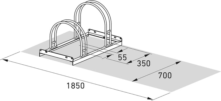 Bogenparker 5052 | Fahrradständer für 2 Fahrräder | einseitig | Freiaufstellung | Abwechselnde Hoch-