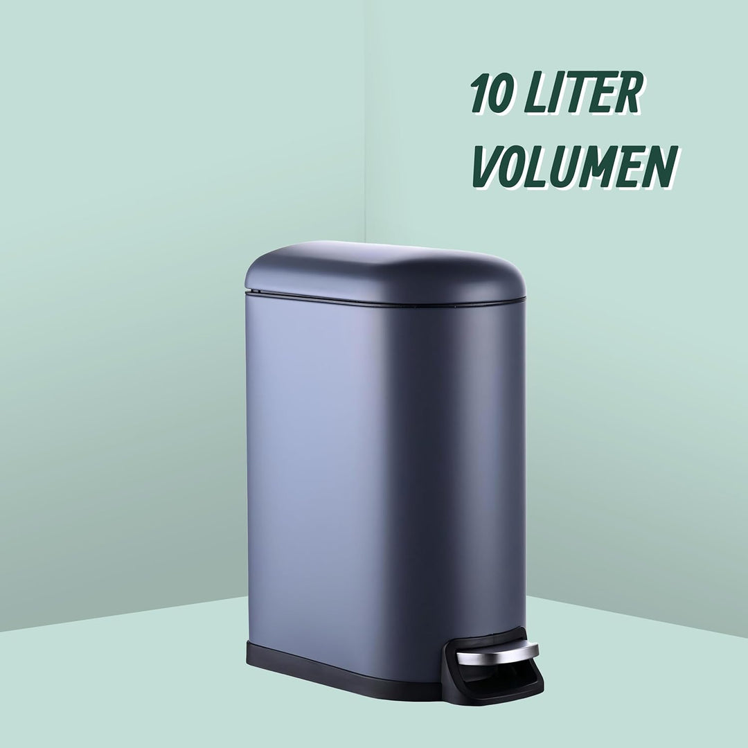 Relaxdays Mülleimer, 10 Liter, Absenkautomatik, entnehmbarer Inneneimer, Kosmetikeimer mit Deckel, B