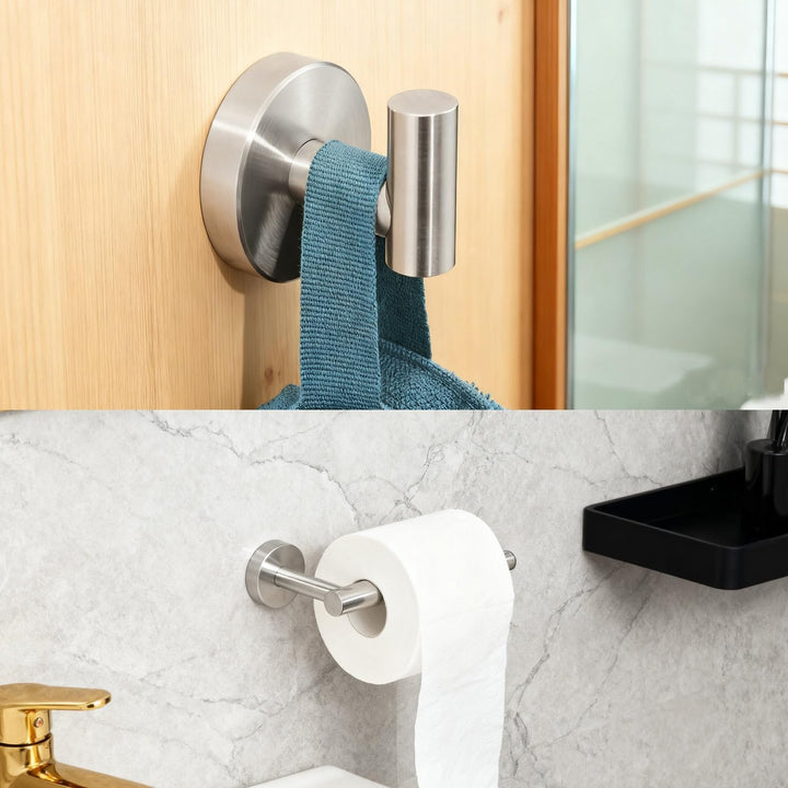 Leekayer Zeichnung Nickel Klopapierhalter,Handtücher Haken 2 Stück Badezimmer,Bad Accessoires,Wandmo