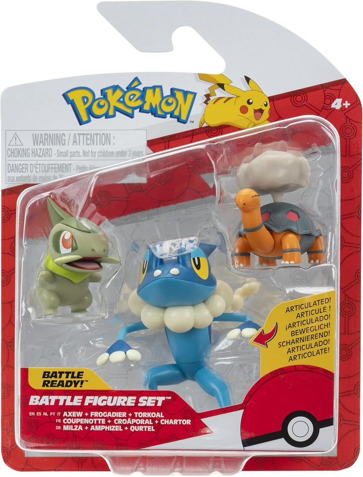 Pokémon PKW4089 - Battle Figure Set - Qurtel, Milza, Amphizel, offizielles Figuren Set