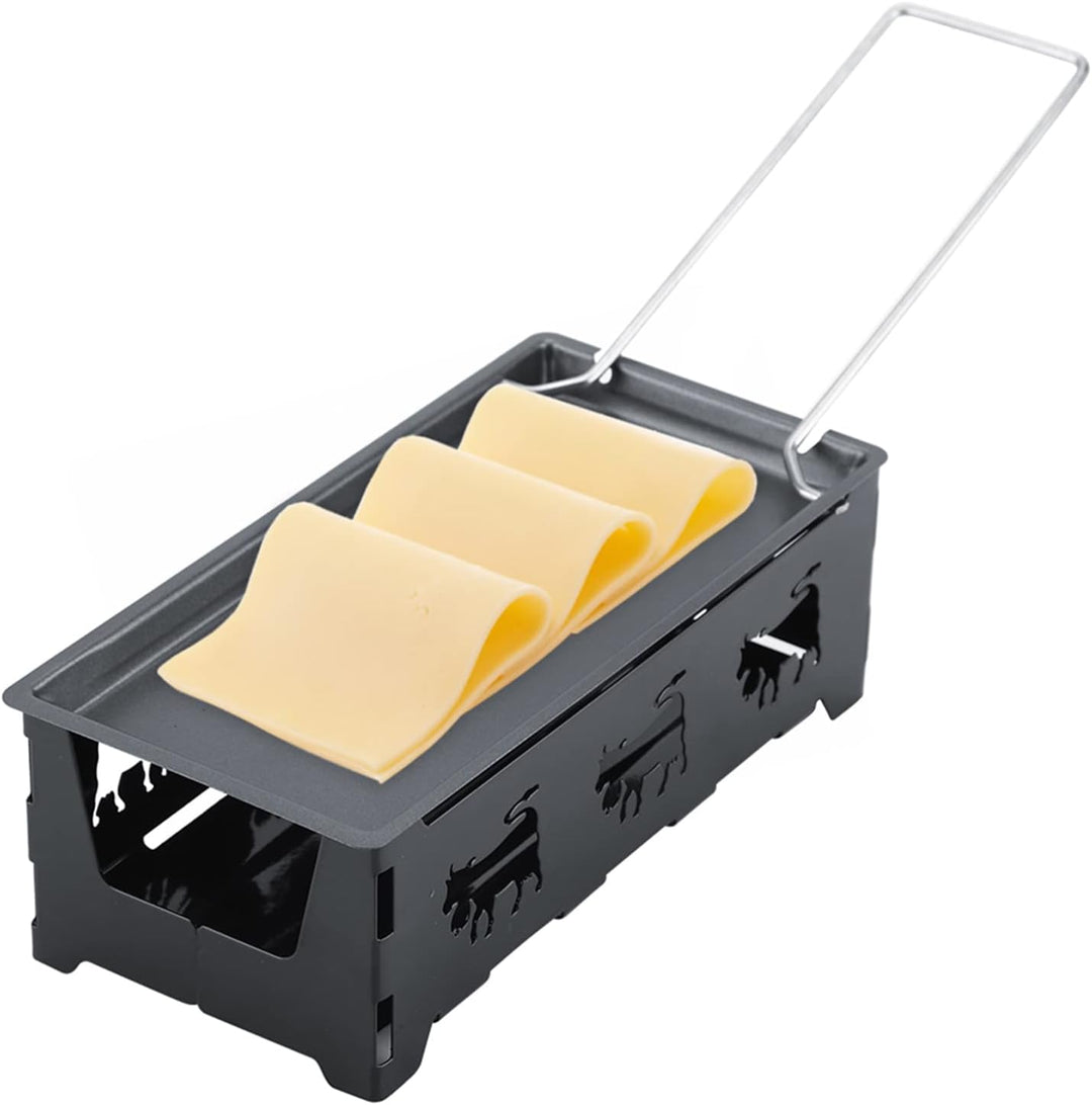 Kohlenstoffstahl,Tragbares Mini-Käse-Raclette-Set Mit Antihaftbeschichtung, Mit Kerze Beheizt, Leich