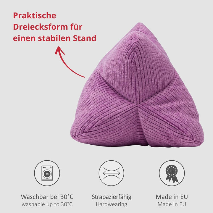 liebling Cord Lesekissen für Bett und Sofa, Bücherkissen, Lesehilfe, 40x25 cm, Leseknochen, Serie Ve