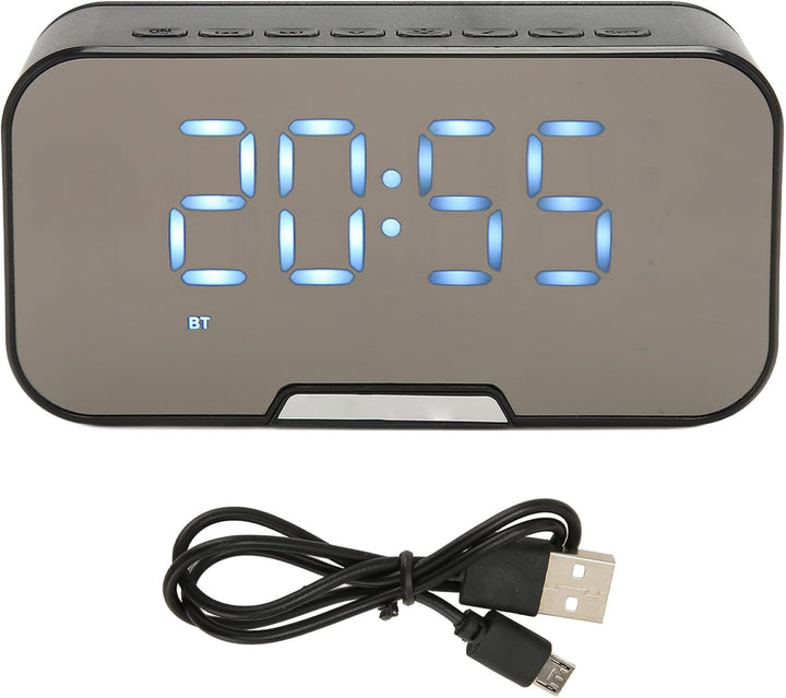 Bluetooth Lautsprecher mit Digitalem Wecker, Multifunktionaler Spiegel Wecker Lautsprecher mit UKW R