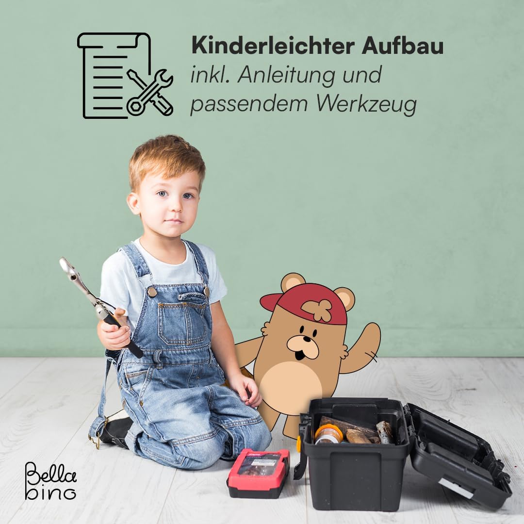 Bellabino Towy Kinderregal – Kinder Bücherregal mit 3 Fächern – Montessori Regal Mintgrün - Aufbewah