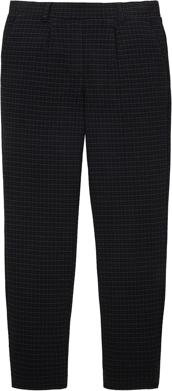 TOM TAILOR Damen Loose Fit Chino Hose 34W / 28L 19867 - Navy Check, 34W / 28L 19867 - Navy Check