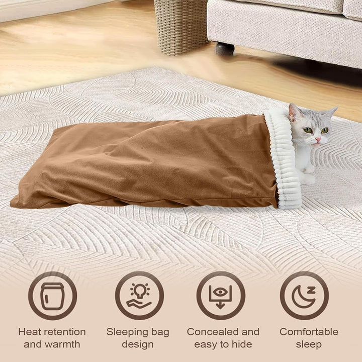 Katzenhöhle Bett | Plüsch Winter Schlafsack Katzenbett Kuschelig | Wärmender Schlafsack Winter Haust