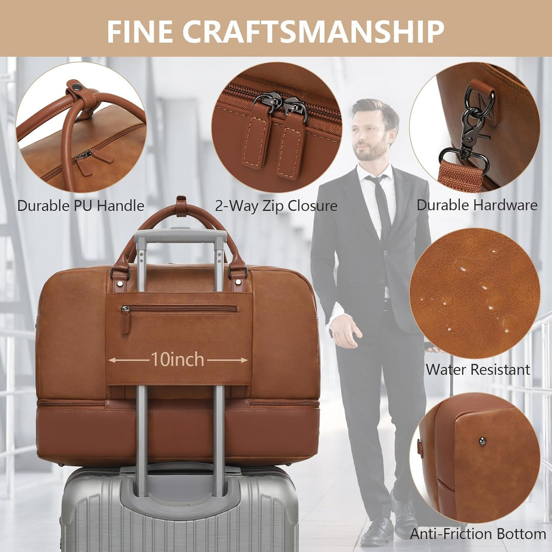 Wogarl Weekender Tasche für Damen Herren Grosse Übernachtungstasche Reisetasche Seesack, Helles Brau
