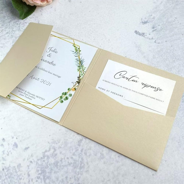 MillaSaw Champagner Gold Hochzeit Einladung Umschlag 15x15cm, Urlaub Karte Umschlag, Champagner