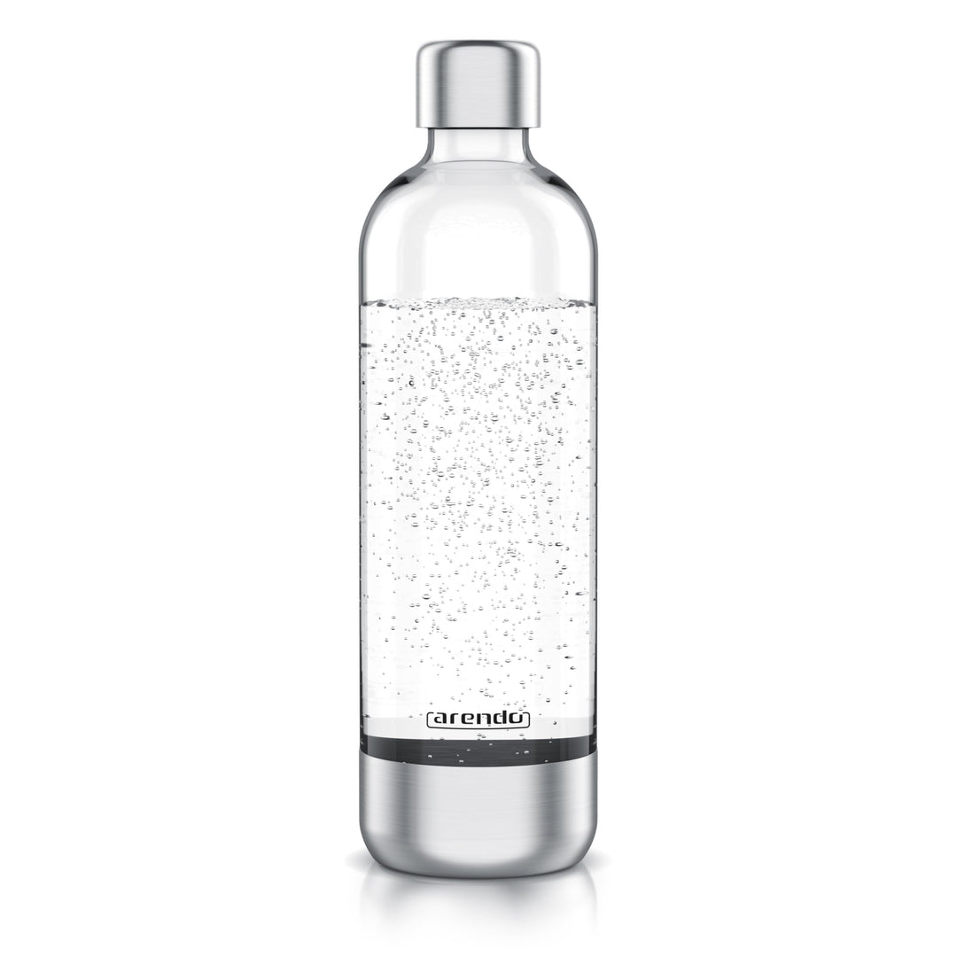 Arendo - Wassersprudler 1000 ml Wasserflasche BPA frei – Edelstahl und PET – mit Skalierung - Ersatz