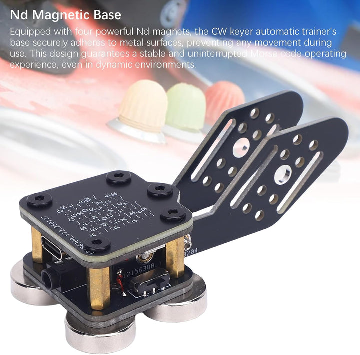 lyrlody Doppelpaddel Morse Taste, CW Keyer Automatik Trainer mit 4 Nd Magneten Basis 3.5mm Soundbuch