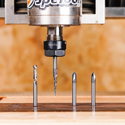 SpeTool 4 Stück Fräser Set 6 MM Schaft Vollhartmetall VHM CNC Fräser V-Nutfräser für Holz Gravur
