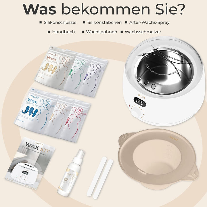 Wachswärmer-Set Grau mit 600 g Wachsperlen und umfangreichem Zubehör, inklusive After-Wax-Spray, Wac