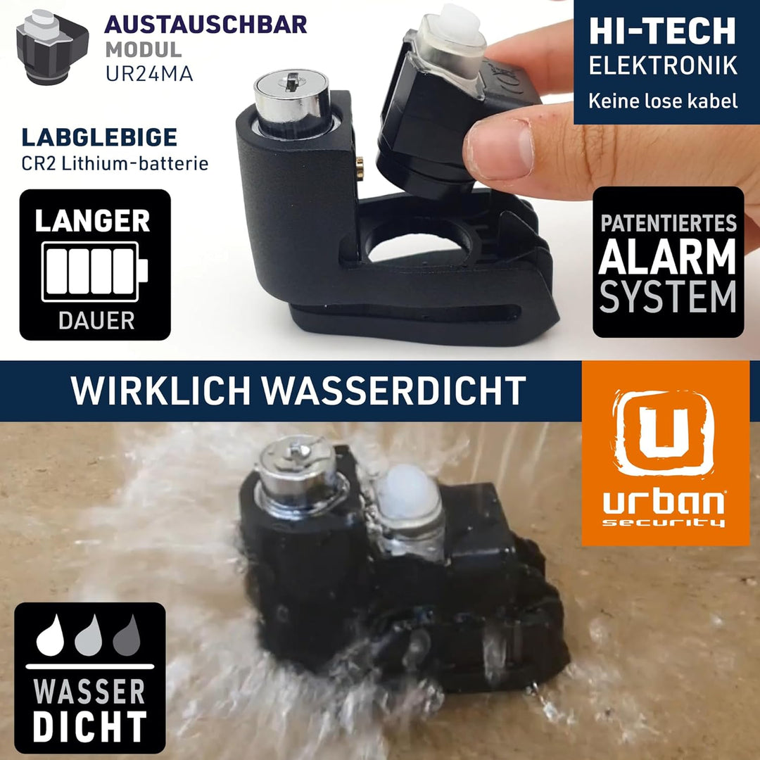 URBAN UR6 Bremsscheibenschloss mit Alarm 120dB Warnfunktion, Bremsscheibenschloss Motorrad E Roller