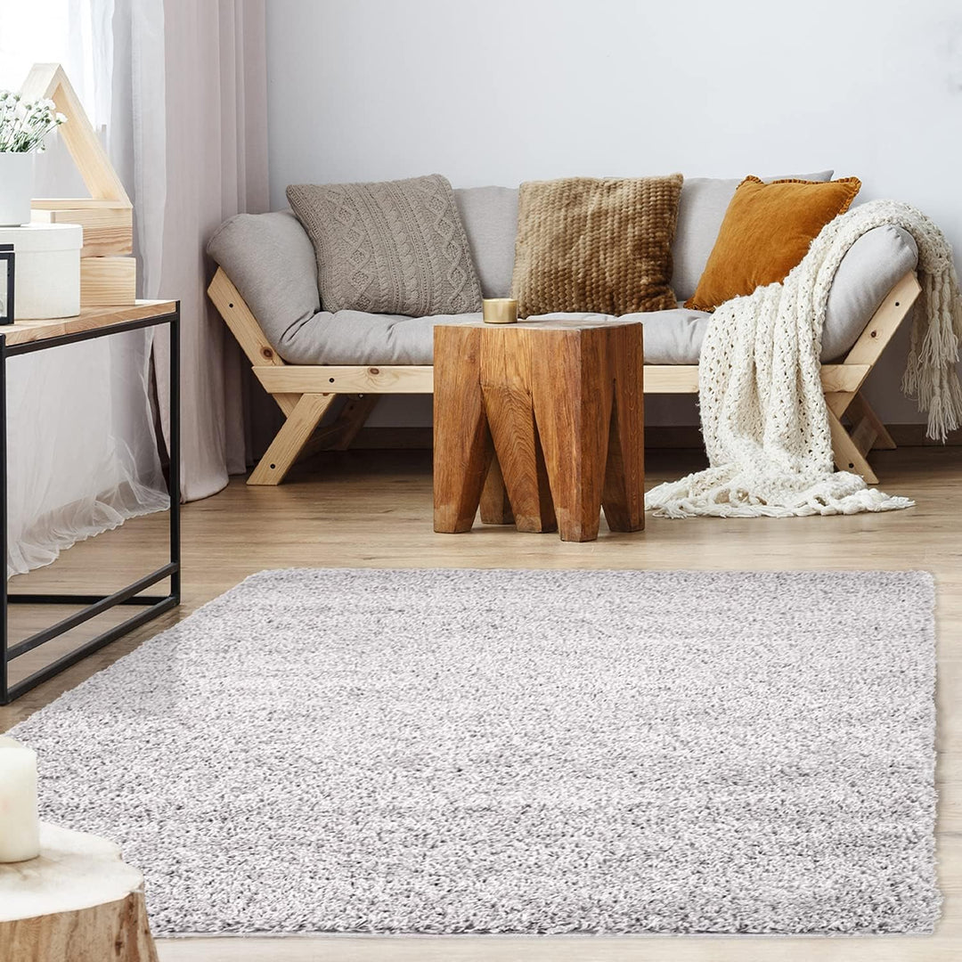 payé Teppich Wohnzimmer Hochflor - Grau -150x150cm - Weich Langflor Shaggy Schlafzimmer Bettvorleger