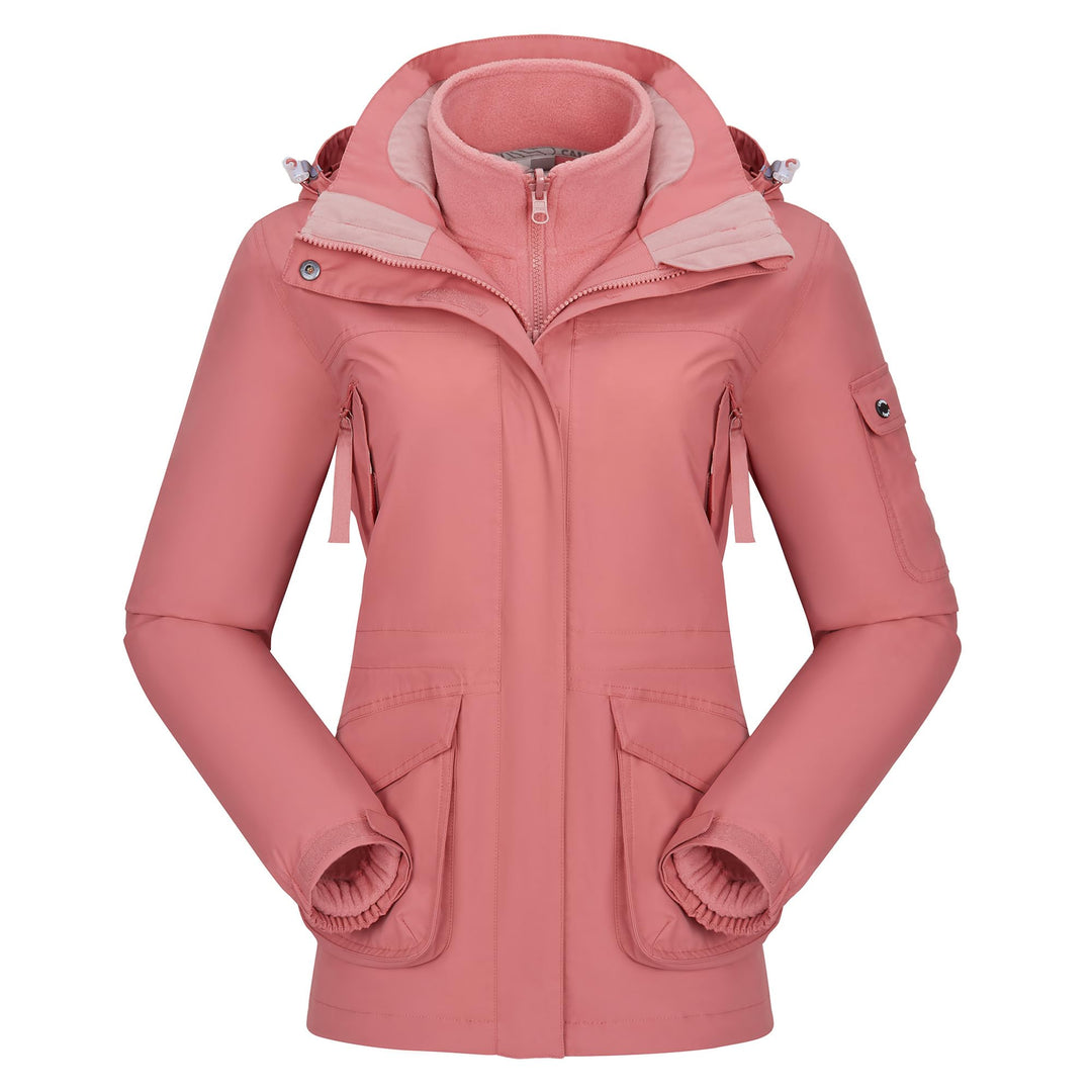 Ambayz Damen 3-in-1-Skijacke 2 Stück Set mit Fleece gefüttert Outdoor-Wanderjacke wasserdicht winddi