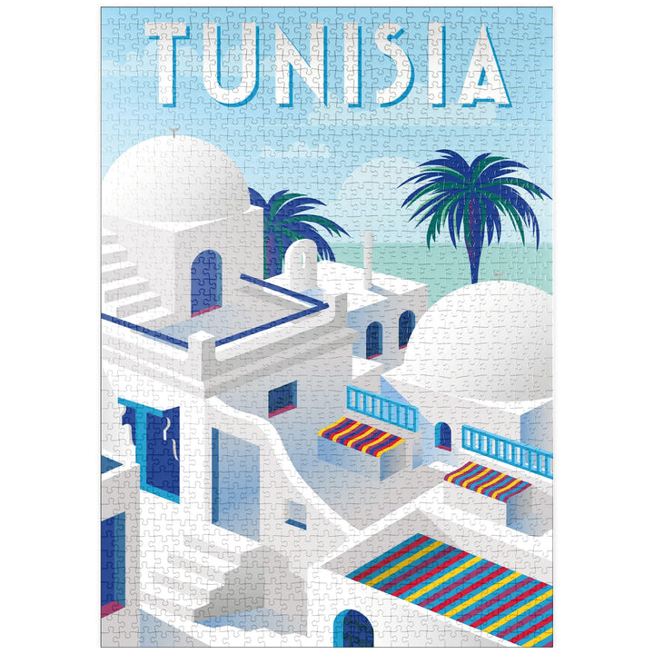 Tunesien, Art Deco Style Vintage Poster, Illustration - Premium 1000 Teile Puzzle - MyPuzzle Sonderk
