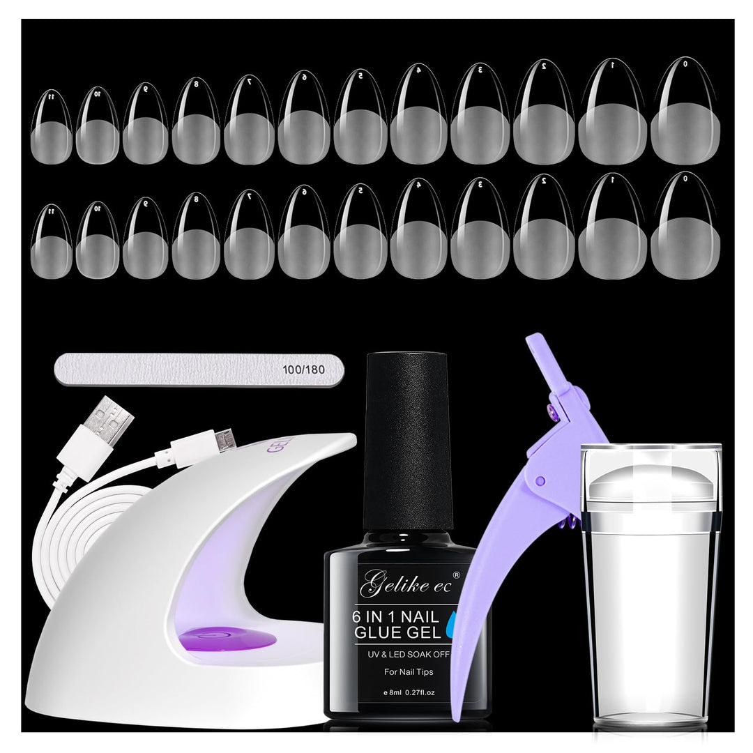 Gelike ec Nail Tips and Glue Gel Kit - Gel Nail X Extension Set Nageltips und Kleber Gel Nail Kit 6