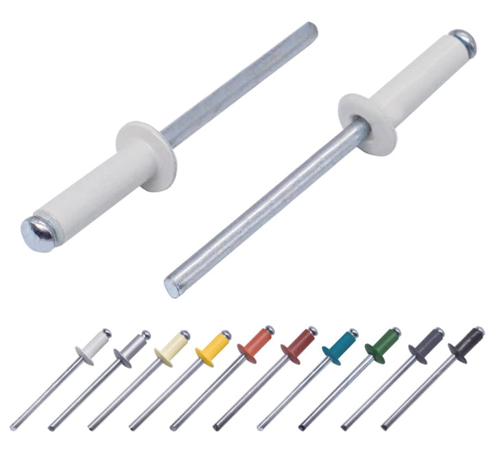 (400 Stück) Lackierte Blindnieten 4,0 x 14 mm, Kuppelkopf, DIN 7337, Aluminiumniete und Stahldorn, P