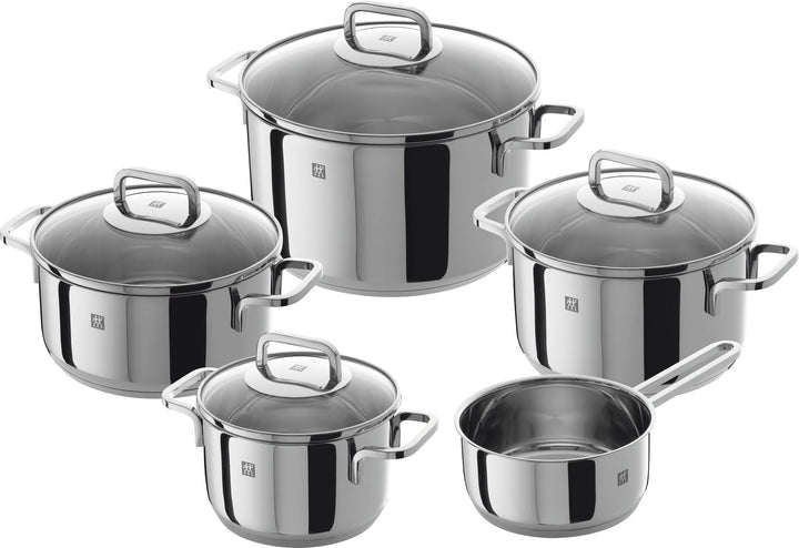 ZWILLING Quadro Kochtopf-Set, 5-teilig, 4 Deckel, Induktionsgeeignet, Edelstahl, Silber, 60 x 50 x 3