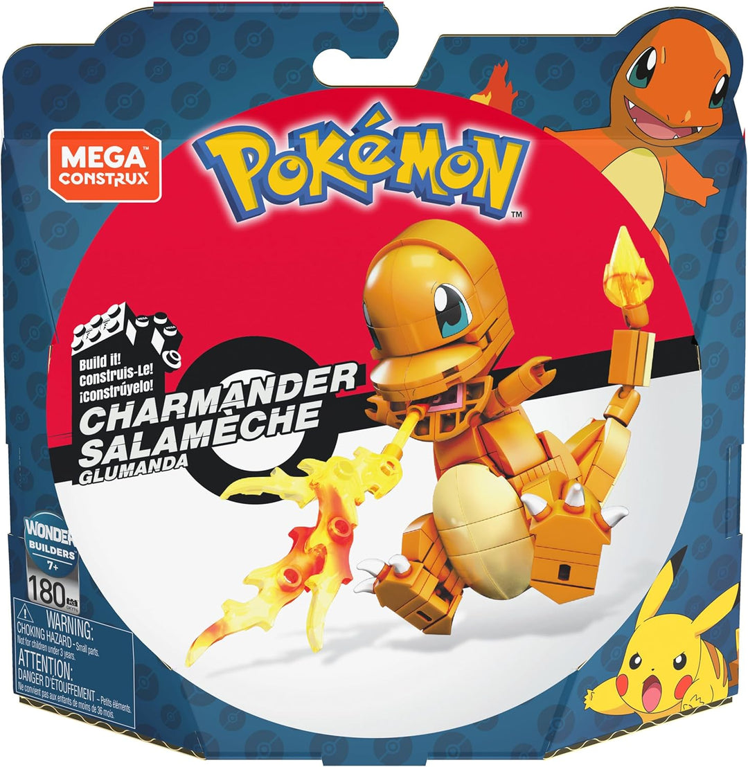 MEGA POKÉMON - detailgetreue und feuerspeiende Glumanda-Figur zum Zusammenbauen, Bauspielzeug für Ki