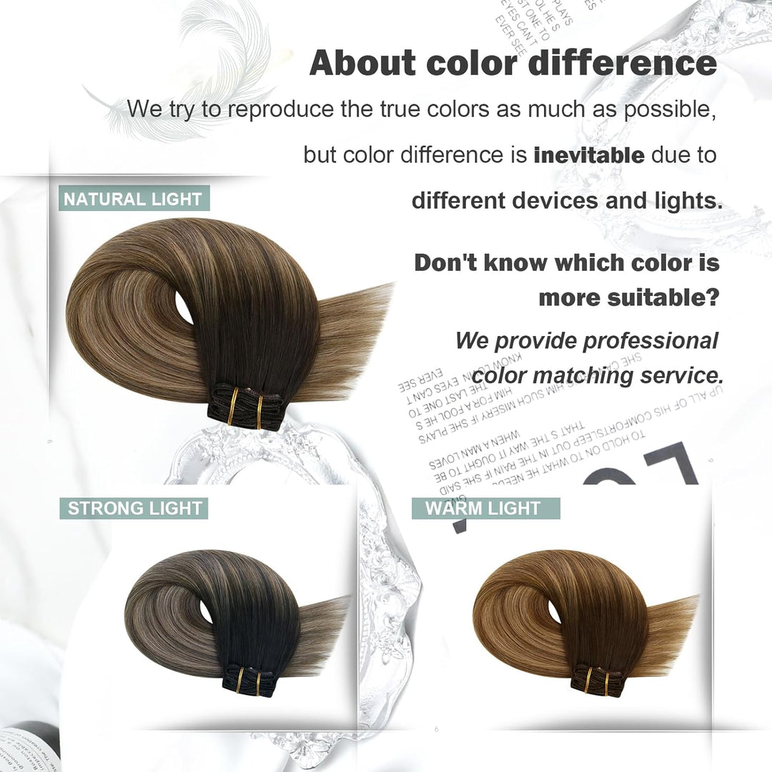 Moresoo Clip in Extensions Echthaar Balayage Remy Extensions Clip Haarverlängerung Echthaar Clips Om