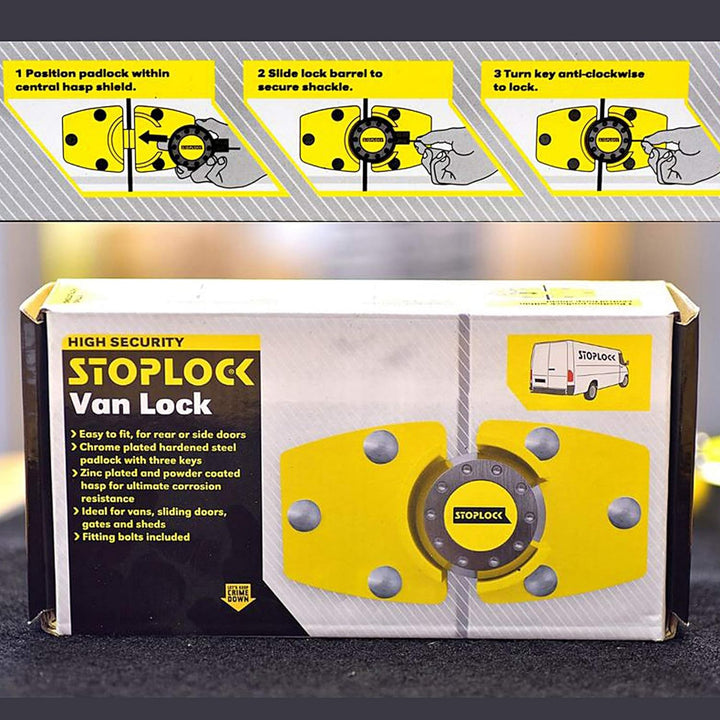 Stoplock Lieferwagen-Schloss HG 199-00 - Diebstahlsicherung für Heck-/Seitentüren von Nutzfahrzeugen