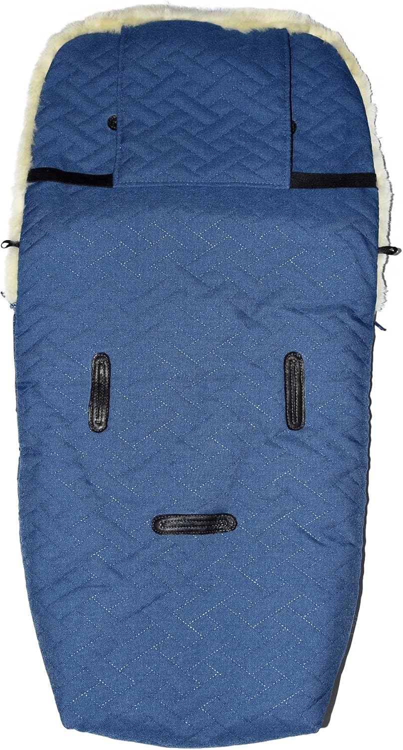 Moro-Design Lammfell Kinderwagen Fellsack Babywagen Felleinlage Fusssack Relugan Baby Fell, Blau