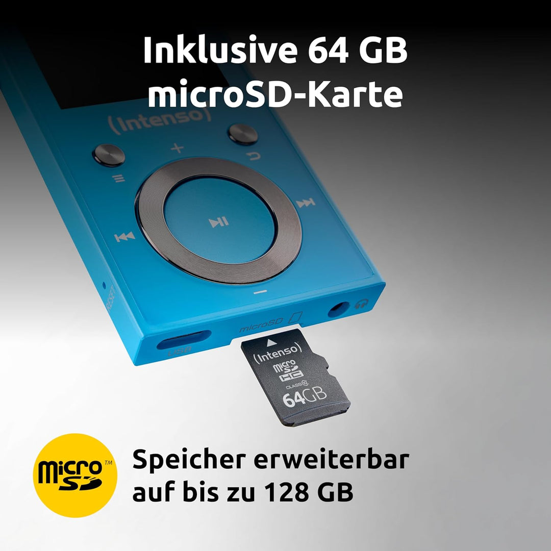 Intenso Video Scooter BT MP3 Player mit Bluetooth 5.0, 1,8 Zoll Farbdisplay, 64 GB microSD, USB-C, b
