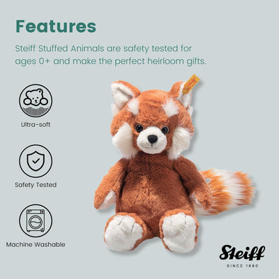 Steiff 075537 Soft Cuddly Friends Benji Roter Panda, Ginger, 28cm