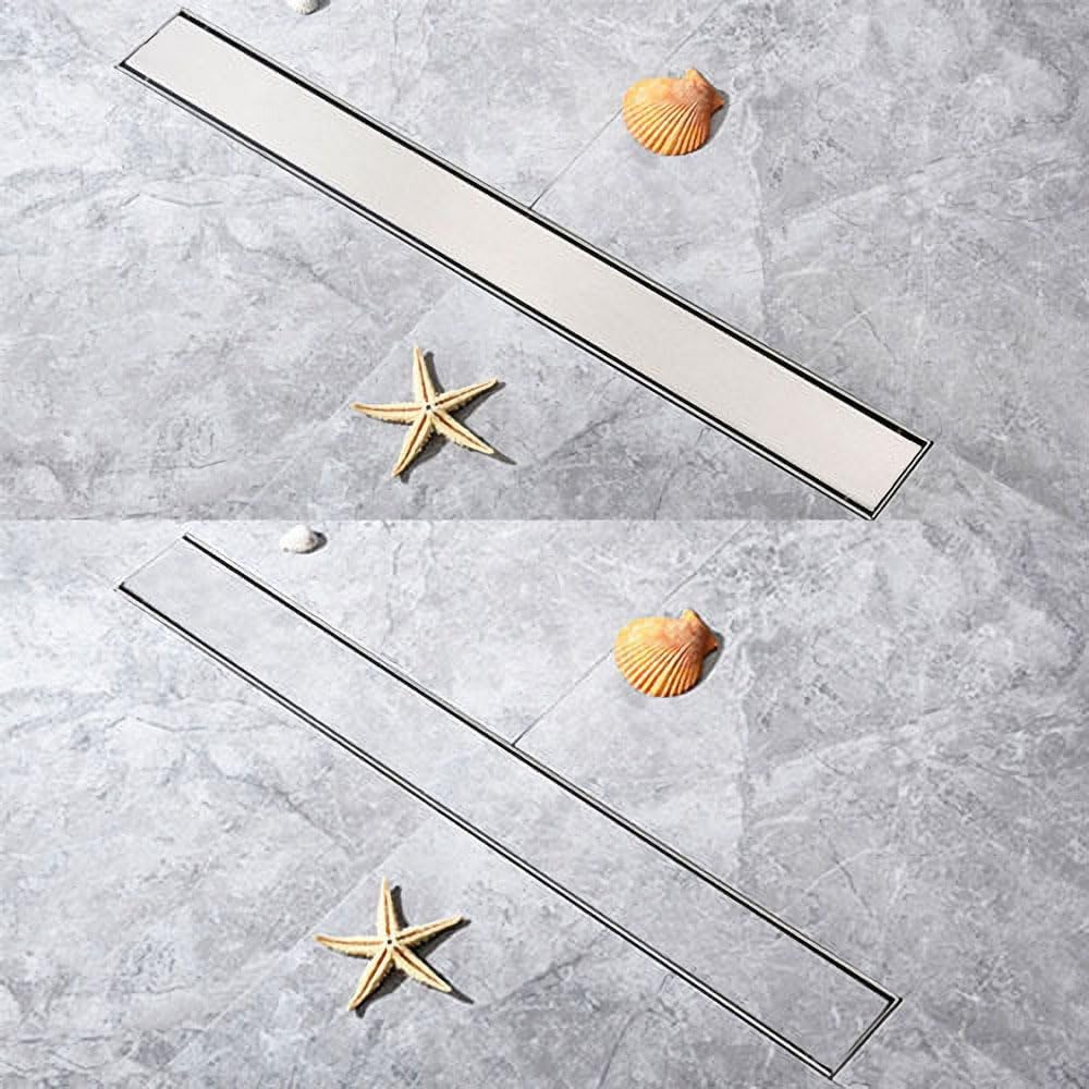 Duschrinne 60 cm Befliesbar 360 Grad Edelstahl komplettset Duschablauf Extra Flach Siphon mit Geruch