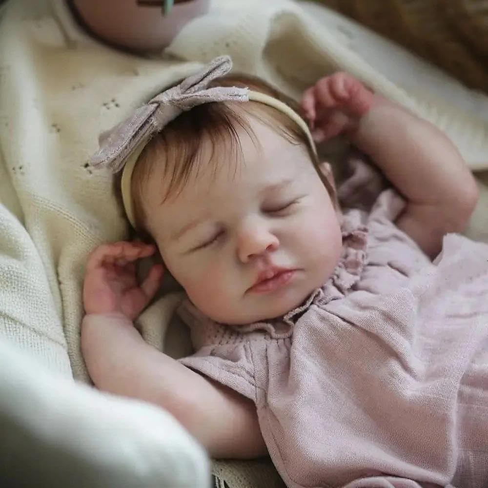 Zero pam Lebensecht Reborn Baby Mädchen Vollsilikon Puppe, 45 cm Reborn Babypuppe Wie Echtes Baby, V