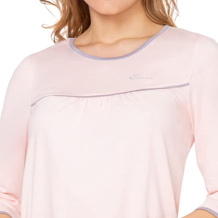 e.Femme® Damen Schlafanzug Nicole II 870 aus 50% Baumwolle und 50% Modal 36 Lachs/Grau, 42