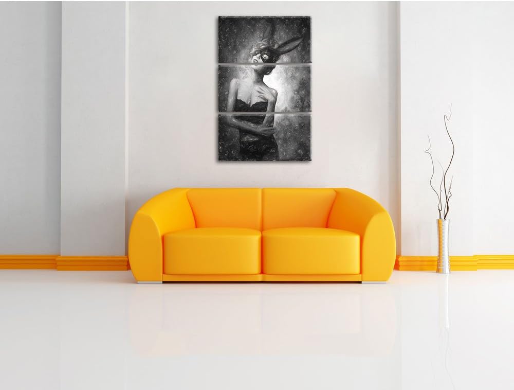 Pixxprint Maskierte attraktive Frau als Leinwandbild/Grösse: 3 Teilig (120x80) cm/Wandbild/Kunstdruc