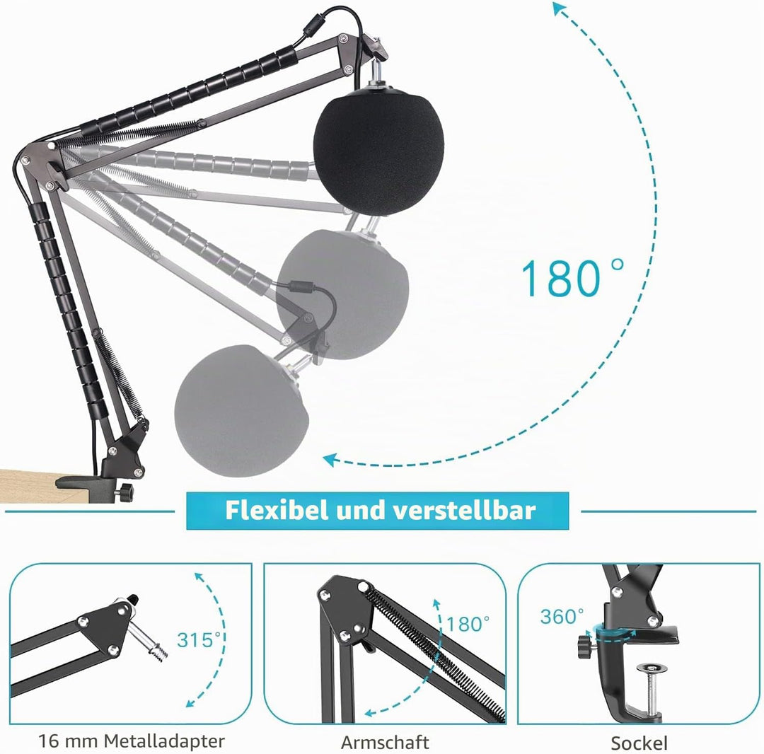 Sunmon Snowball iCE Mikrofonständer mit Pop-Filter, kompatibel mit Blue Snowball Ice USB-Mikrofon mi
