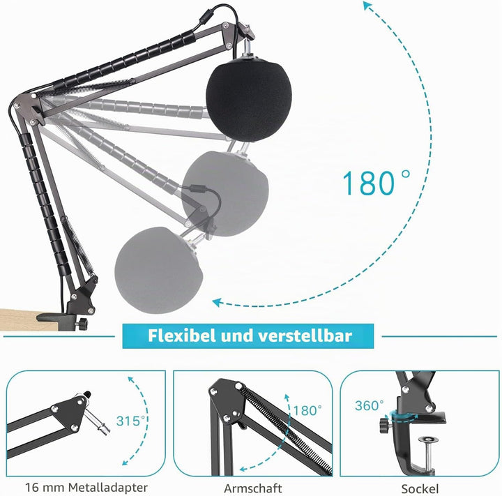 Sunmon Snowball iCE Mikrofonständer mit Pop-Filter, kompatibel mit Blue Snowball Ice USB-Mikrofon mi