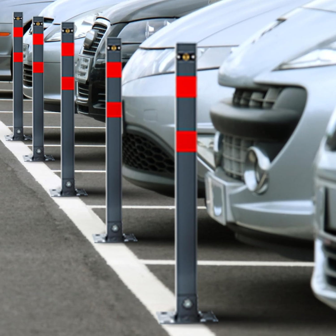 Eulenke Parkpfosten Klappbar 2er, Parkplatzsperre Quadratisch,Parkplatzsperren mit 6 Schlüssel und 4