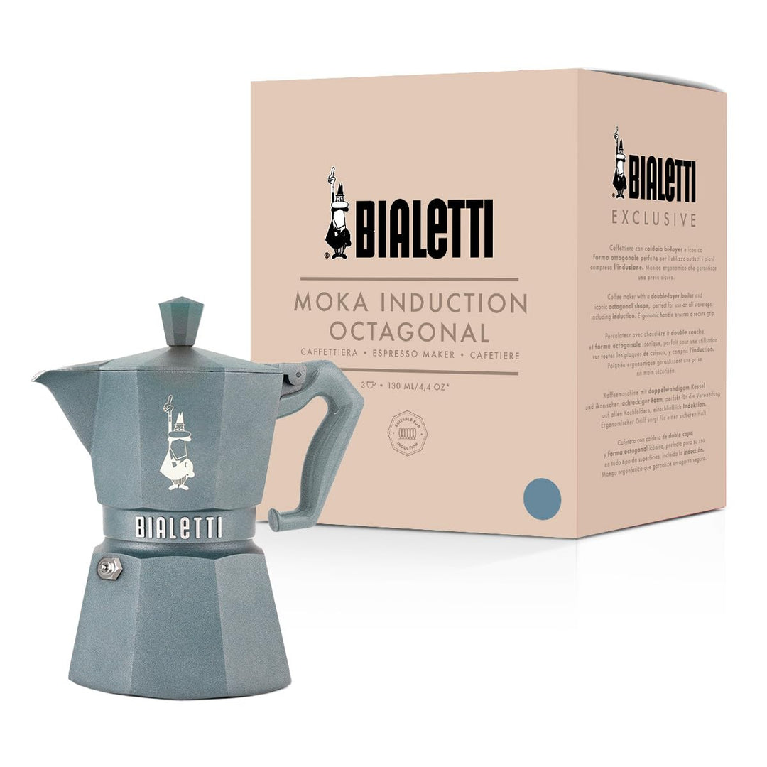 Bialetti Moka Exclusive Octagonal Induction – Espressokocher aus Aluminium und Stahl, Farben Silver
