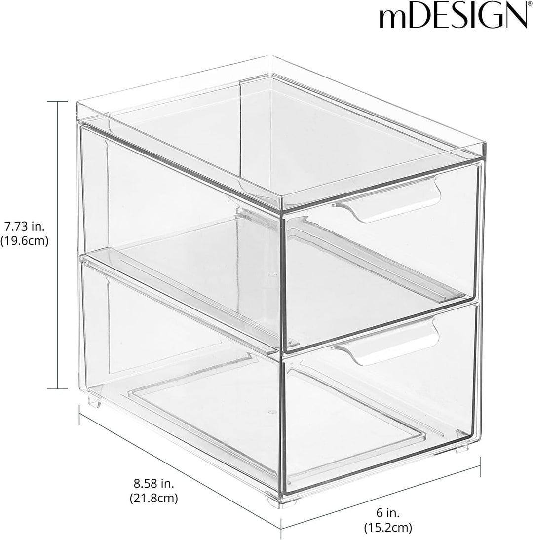 mDesign Kosmetikorganizer – stapelbare Schubladenbox aus Kunststoff mit 2 Schubladen – praktische Bo