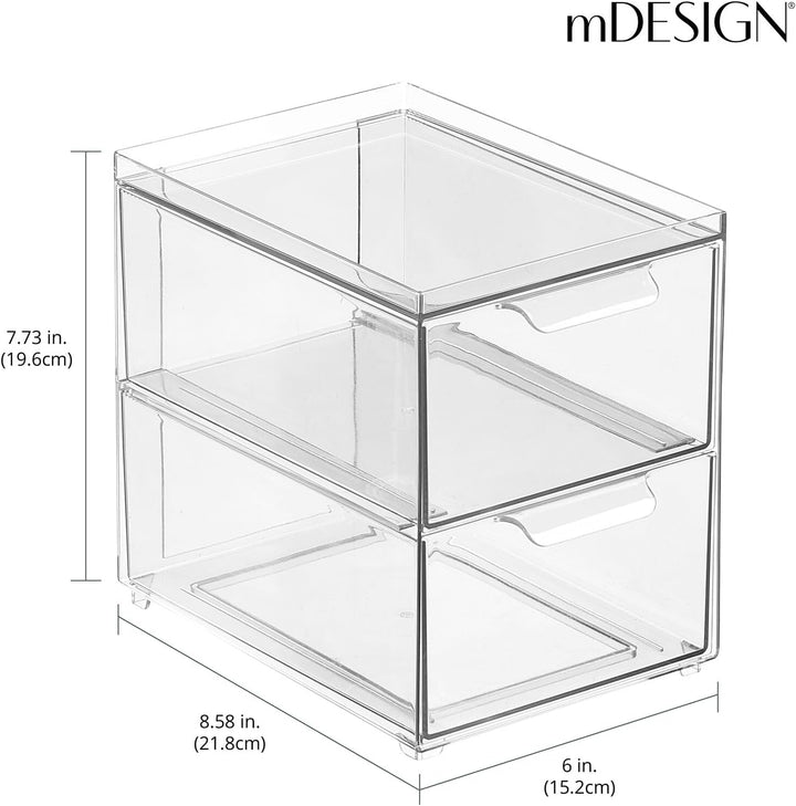 mDesign Kosmetikorganizer – stapelbare Schubladenbox aus Kunststoff mit 2 Schubladen – praktische Bo