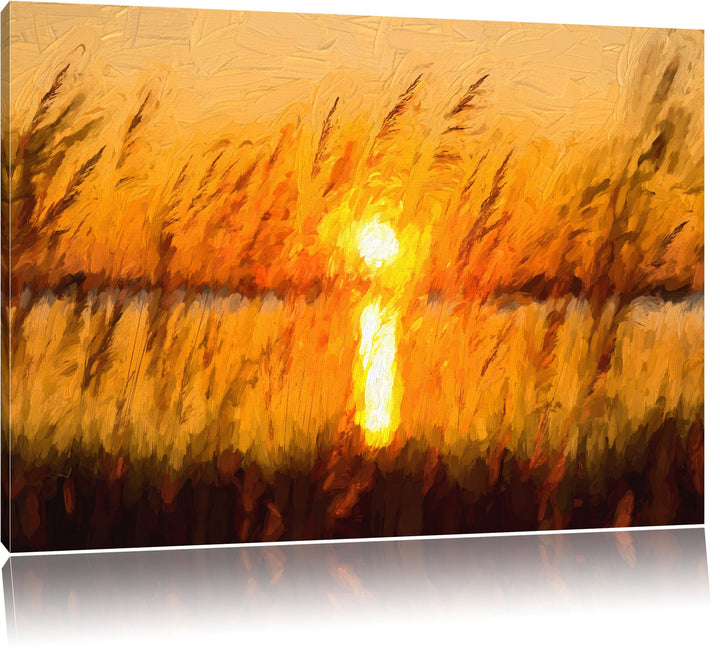 Pixxprint Sonnenuntergang am See als Leinwandbild/Grösse: 100x70 cm/Wandbild/Kunstdruck/fertig bespa
