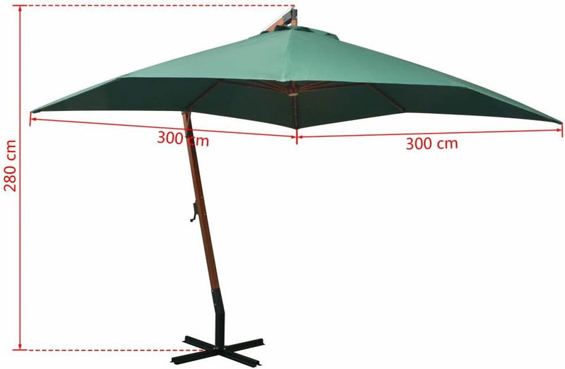 tidyard Sonnenschirm Ampelschirm Gartenschirm Freiarm Sonnenschutz Schirm Holzmast mit Kurbelmechani