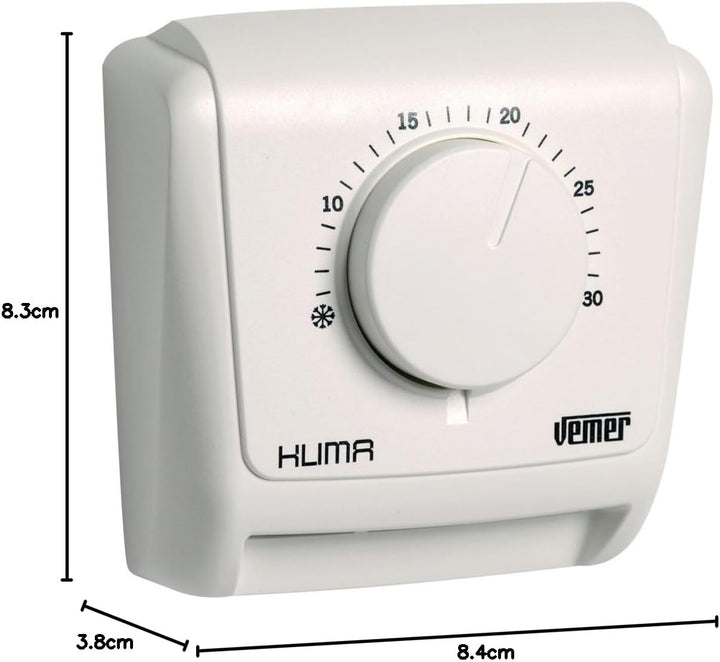 VEMER VE019600 KLIMA 3 - Mechanischer Raumthermostat, Heizungsthermostat, Thermostat mit Betrieb Hei