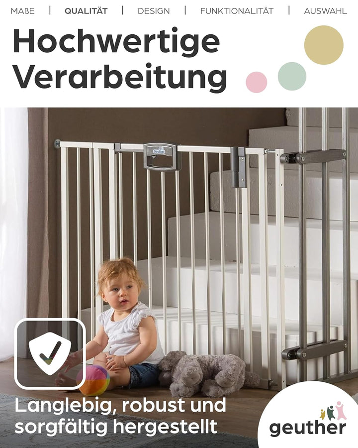 Geuther Verlängerung Türschutzgitter Easylock Plus I Weiss, 72 cm Metall I stabile Erweiterung für T