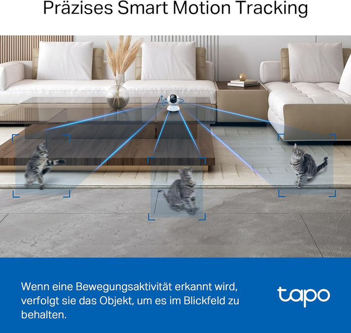 Tapo TP-Link C220 360°-WLAN-Überwachungskamera für den Innenbereich, 2K 4MP, IR Nachtsicht, Bewegung