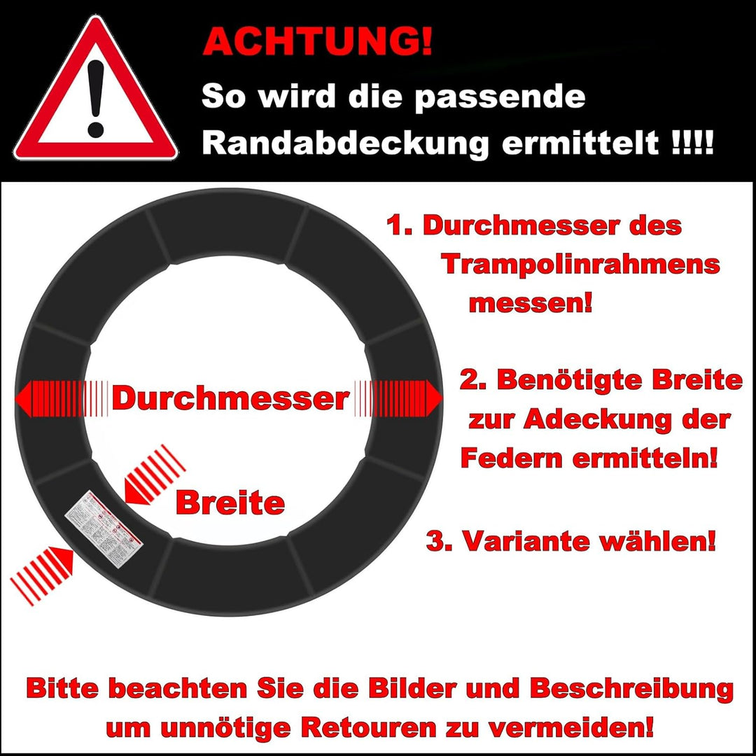 Baunsal® Trampolin Randabdeckung Ø 183 244 250 275 300 305 335 366 370 396 400 427 430 457 460 487 4