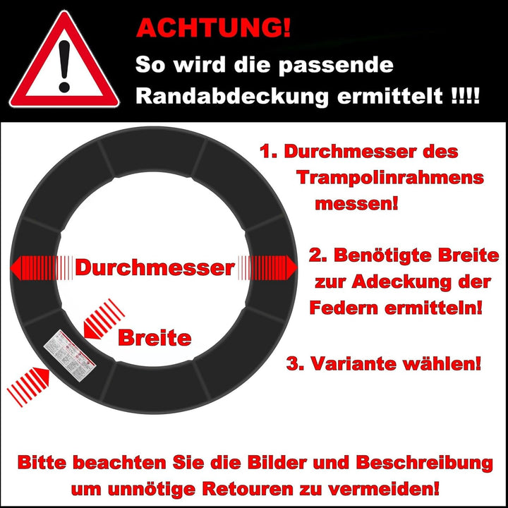 Baunsal® Trampolin Randabdeckung Ø 183 244 250 275 300 305 335 366 370 396 400 427 430 457 460 487 4